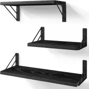 Wall shelf, Floating shelf, Black set of 3