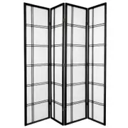 Cross Room Divider Screen Black 4 Panel