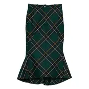 [Alexander Mcqueen] Alexander Mcqueen Kickback-detail Plaid Skirt 42 IT BLUE/GREEN