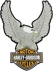 Harley-Davidson 10.25in Embroidery Silver Eagle Bar & Shield Emblem Sew-On Patch