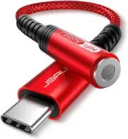 JSAUX USB Type C to 3.5mm Female Headphone Jack Adapter, C 0.6ft, Red
