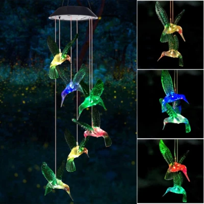 Wind Chime, Solar Hummingbird Outdoor/Indoor Decor, Memorial Wind Chimes