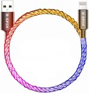 RGB LED Multi Light Compatible for Apple and Android Type C USB Heavy Duty Nylon Braided Cord Data Transfer Charging Cable QC3.0 60W 20W PD Quick Charge Fast (USB to iPhone/iPad (Length 1m))