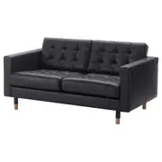 LANDSKRONA two-seat sofa, Grann/Bomstad black/wood