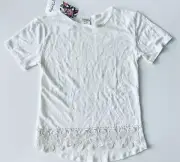 Persnickety girls cream linen feathers short sleeve top 8