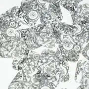 Square Diamond Sequin 1.5" Steampunk Clockworks on White Opaque Loose Paillettes