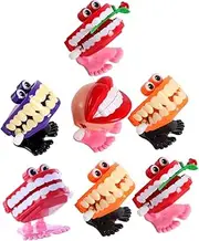 Totority 7pcs Jumping Teeth Clockwork Teeth Clockwork Walking Teeth Walking Chatty Bat Dentist Teeth Wind up Windup Fake Teeth for Chatter Wind up Teeth Rattles Plastic