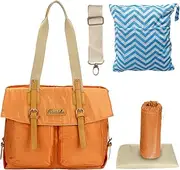 Nappy Bag Value Set + Wet Dry Bag, Changing Pad, Bottle Holder
