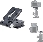 Fotga Universal Foldable L Bracket Vertical Horizontal Camera Quick Release Plate for DSLR Camera Mirrorless Gimbal 1/4" 3/8" Arca Swiss Mount Tripod Monopod,90° One-Hand Press Adjustment