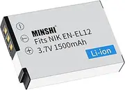 [MINSHI] EN-EL12 Battery Compatible with Nikon COOLPIX S6200 3.7V 1500mAh High Efficiency Battery