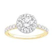Hidden Halo Solitaire Ring with 2.00ct of Laboratory Grown Diamonds in 18kt Yellow and White Gold