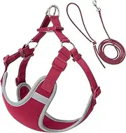 TAFTIWEXN Cat and Dog Harness Cat Dog Harness Leash Set Small Medium Dog Adjustable Pet Harness Reflective Breathable Outdoor Walking Pet Accessories Pet Traction Rope(Deep Pink,XX-Large)