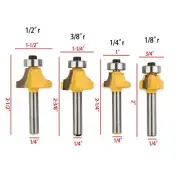 Router Bit Router Shank Bit Edge Forming Yellow 1/4 Inch 4pcs Portable