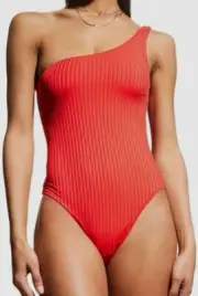 $262 Melissa Odabash Women's Red Palermo One Shoulder One Piece Swimsuit Size 12