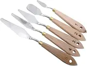 SHINEOFI Painting Knives Set 10pcs Wooden Handle Painting Knives Mixing Scraper for Pigment Stirring