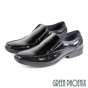 GREEN PHOENIX 男 紳士皮鞋 商務皮鞋 素食皮革 線條感 直套式 平底T59-10831