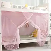 Eimilaly 8 Corner Canopy Curtains for Girls Boys Bed Decor, Dormitory, Loft, 1-1.8M or Outdoor Camping, Suit for 1M Single Door Pink