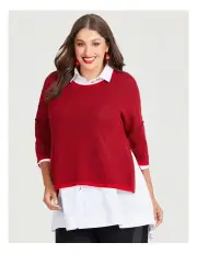 [Taking Shape] Twist Yarn Cotton Jumper in Ribbon Red/Black