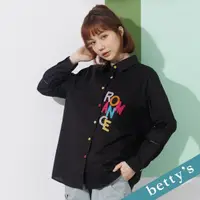 在飛比找momo購物網優惠-【betty’s 貝蒂思】彩色釦子字母刺繡襯衫(黑色)