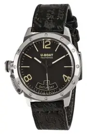 U-Boat Classico Vintage Automatic Steel Black Leather Day/Date Mens Watch 8890