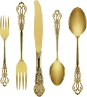 Gold Silverware Set for 8 Stainless Steel Gorgeous Retro Royal Flatware