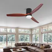52" Flush Mount Farmhouse Modern Ceiling Fan w/ Light Remote Control Wall Switch