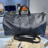 在飛比找Yahoo!奇摩拍賣優惠-二手正品 LV 路易威登 黑色老花Keepall 55 旅行