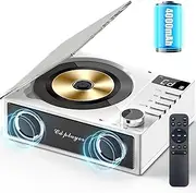 4000mAh Rechargeable CD Player with Dual Speakers, Bluetooth Portable CD Player with FM Radio,Remote Control, LCD Display, Support USB/TF Card/AUX/3.5mm Headphone Jack for Home