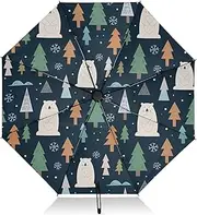 [RPLIFE] Windproof Travel Umbrella, Collapsible Umbrella, Auto Open Close, Backpack Purse Portable, Ideal for Women, Cute Polar Bears Blue