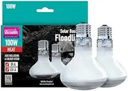 Arcadia Reptile - Solar Basking Floodlight - 100w Twin Pack - Standard E27 Fitting - Produces Essential UVA - Aids Wellbeing & Colour Vision -Suitable for All Reptiles