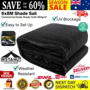 Instahut 6x8m Shade Sail Sun Shadecloth 280GSM Rectangle Heavy Duty Canopy Black