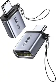 UGREEN USB C to USB 3.0 Adapter 2 Pack Aluminum Type C Male to A Female Adaptor Thunderbolt 4/3 OTG Cable with Keychain Compatible with iMac MacBook iPad Air iPhone 16 15 Plus/Pro Max Galaxy S24