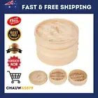 20 cm Chinese Dumplings Dim Sum Bamboo Steamer with Lid & Handle AU.