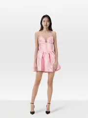 Pink Floral Jacquard Mini Dress
