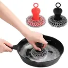 1/2x Stainless Steel Cast Iron Scrubber Cleaner Chainmail Cookware Kitchens Tool
