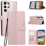 [Asuwish] Mobile Phone Case for Samsung Galaxy S23 Ultra 5G Case with Screen Protector Card Slot Foldable Leather Wallet Stand S23Ultra 23S S 23 23Ultra Mobile Phone Cases Protective Cover Phone Case