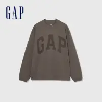 在飛比找momo購物網優惠-【GAP】男裝 Logo純棉圓領長袖T恤-灰粽色(45253