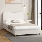 Oikiture Bed Frame Queen Double King Single Size White Boucle Cloud Shape