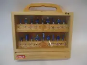 NEW Ryobi Router Bit 18 piece Set Carbide Wooden Case Box Tool 1/2” Shank