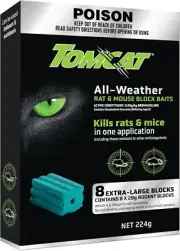 Tomcat Ultra All Weather Blox 224g PRO Rat Bait Mouse Trap Poison Rodent Killer