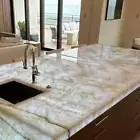 60"x30" Stunning White Quartz Stone Kitchen Slab Luxury Farmhouse Coffee Table