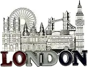 London Metal Silver Coloured Fridge Magnet - Word in Red Glitter/Westminster Abbey/St. Paul's Cathedral/Eye/Tower Bridge/Best of British Double Decker Bus/Big Ben/UK Souvenir/Gift Idea