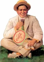 COCA COLA SODA POP MAN WITH FAN 18" HEAVY DUTY USA MADE METAL ADVERTISING SIGN