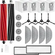 22 Pcs Accessories Kit for Roborock S8 MaxV Ultra/S8 MaxV Docking,1 Pair Roller Brush,2 Hepa Filter, 4 Side Brush, 4 Flat Mop Cloth,2 Circle Mop Pads,4 Dust Bags,1 Cleaning Tool