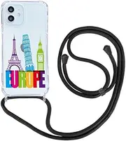 GoodcAcy Mobile Phone Chain Case for iPhone Xs/X, Necklace Case with Strap, Removable Mobile Phone Case, Adjustable Necklace, Transparent Silicone Case, Protective Case for iPhone Xs/X (Architecture)
