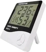 Digital Hygrometer Indoor Thermometer, Domestic Temperature Humidity Monitor Meter, Mini Hygrometer with Time & Alarm Clock