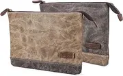 Gootium Waxed Canvas Zipper Pouch - Water Resistant Storage Holder Accessories Organizer (2 Pack)