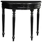 MIREI FRENCH PROVINCIAL BLACK HALF-ROUND CONSOLE TABLE/HALL TABLE/SOFA TABLE