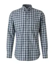 Canali Plaid Button-Down Shirt M Gray
