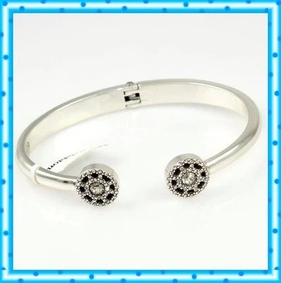 Brighton Illumina Open Hinged Silver Crystal Bracelet Bangle NWT $82